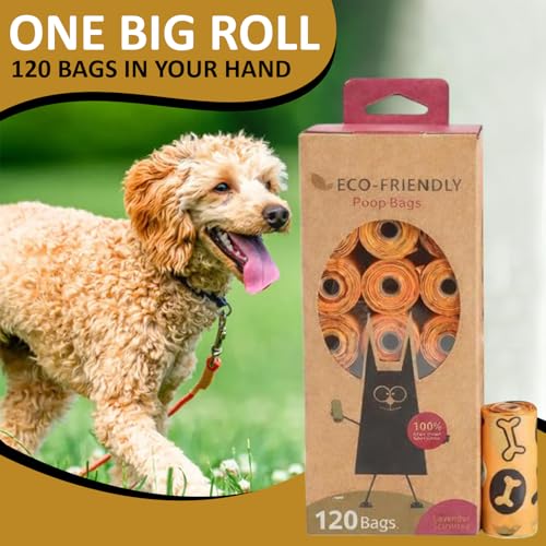 Image of MEADOWS & MUTTS Dog Poop Bags - 120 Count Compostable Biodegradable Plant Based Pet Waste Bags | Leak Proof Extra Thick | Lavender Scented Eco-Friendly Puppy Poop Bags