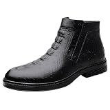 Botas de Vestir de Invierno con patrón de cocodrilo, Zapatos Altos de Cuero Genuino, Botines de Negocios, Botas de Lujo(39 EU)