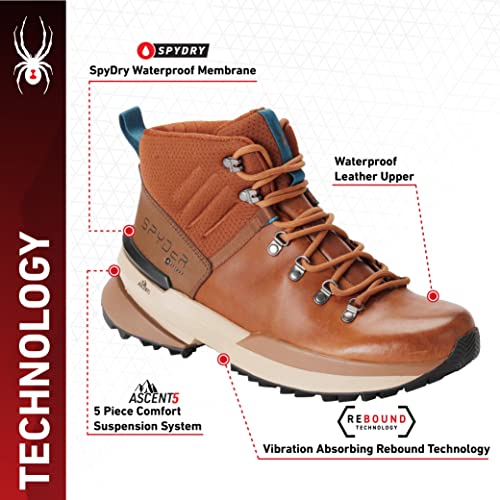 Image of Spyder Men's Hayes Hiking Boot | Slip-Resistant, Waterproof, Supported, Caramel, 11