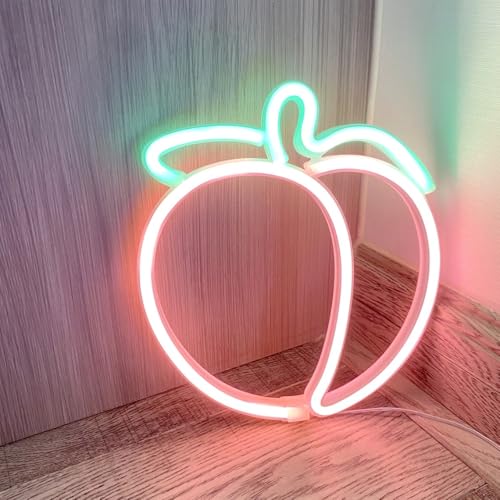 Image of Peach Neon Sign, Fruit Peach Neon Decor,Funny Peach Led Sign Pink Decor For Bedroom Wall Art Decor,Gift For Her, Peach Led Sign For Christmas Decoration Thanksgiving Decoration Valentine'S Day Gift