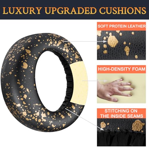 Image of SOULWIT Earpads Cushions Replacement for Sony PlayStation 5 Pulse PS5 3D Wireless Headset, Ear Pads Cushions with Soft Protein Leather, Noise Isolation Foam - PL Black Gold