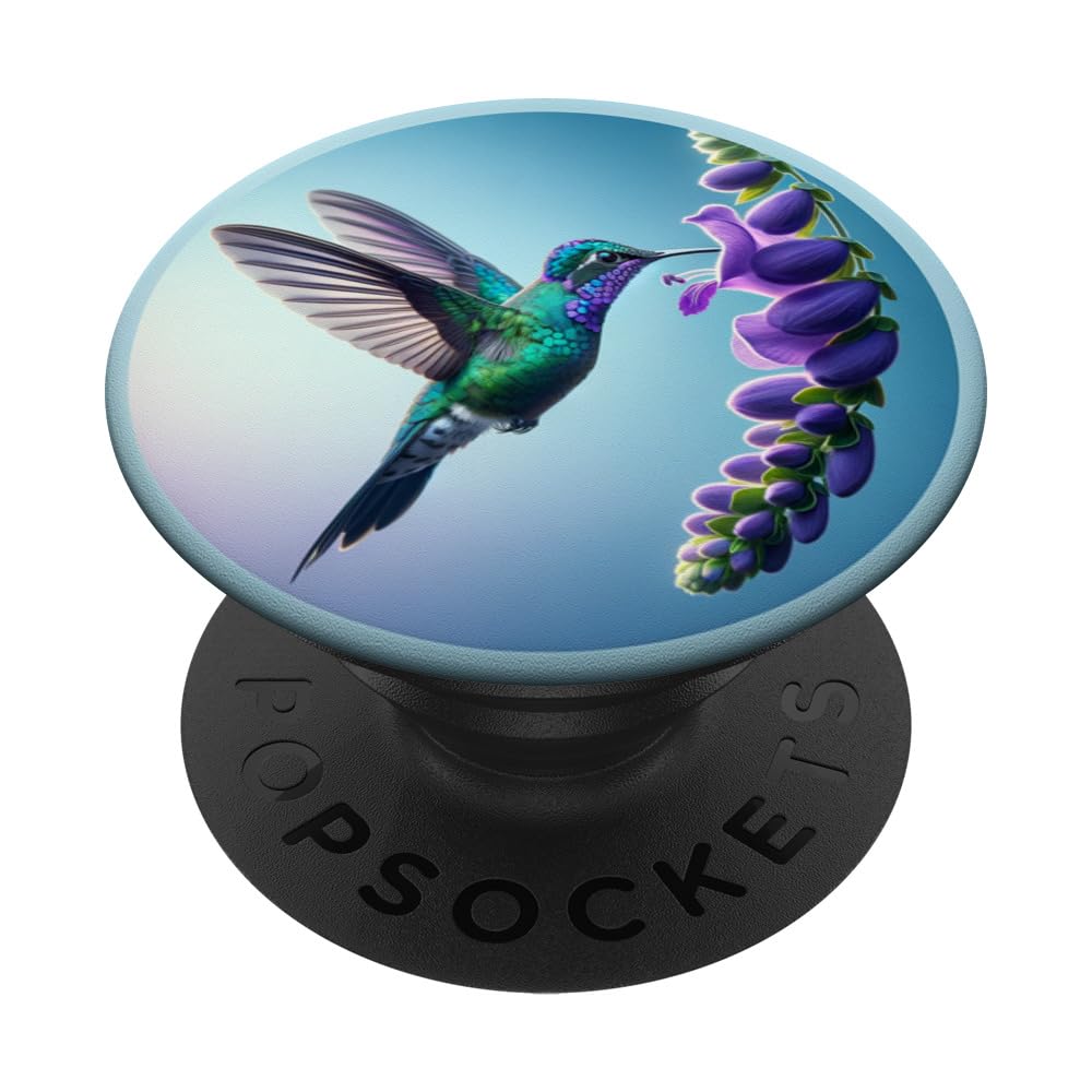 Pretty Hummingbird Crowned Woodnymph Floral Purple PopSockets Adhesive PopGrip