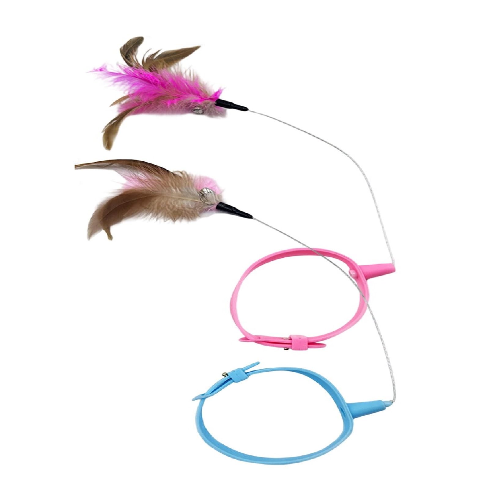2PCS Cat Collars with Feather Toy, Cat Collar Toy Interactive Cat Toys for Indoor Cats, Cats Neck Toy Teasing Toys for Indoor Cats Entertainment