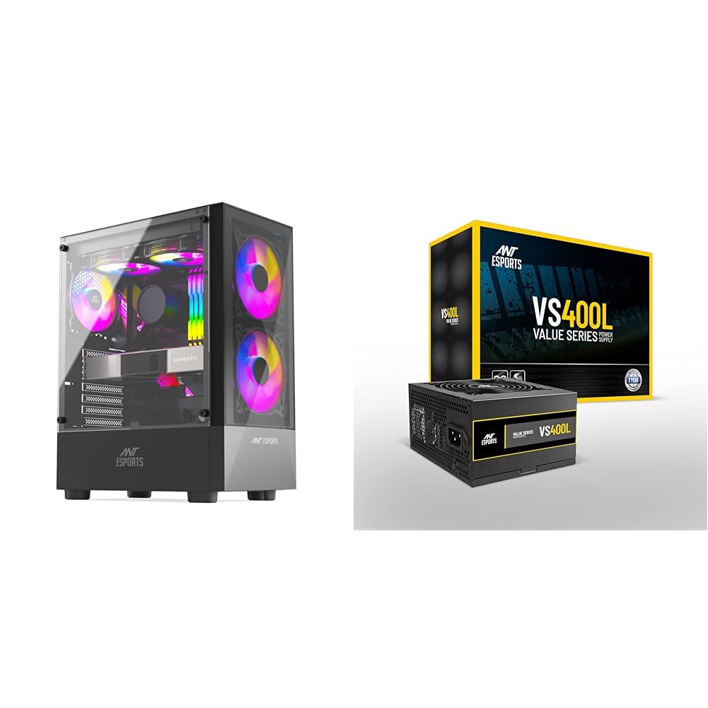Ant Esports ICE-100 Mid-Tower Computer Case/Gaming Cabinet - Black | Supports ATX, Micro-ATX, Mini-I (B0C6LM8D6N) Amazon Price History, Amazon Price Tracker