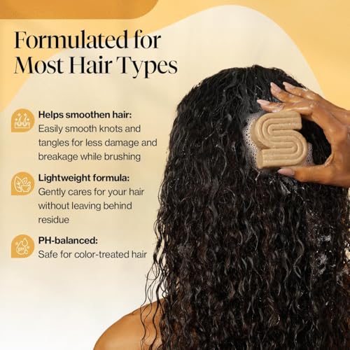 Image of Kitsch Coconut Oil Shampoo Bar Soap - Curly Hair Shampoo - 3.2 oz | Hydrate & Soften Dry Damaged Hair - Safe Moisturizing Shampoo for Color Treated Hair - Paraben, Silicone & Sulfate Free