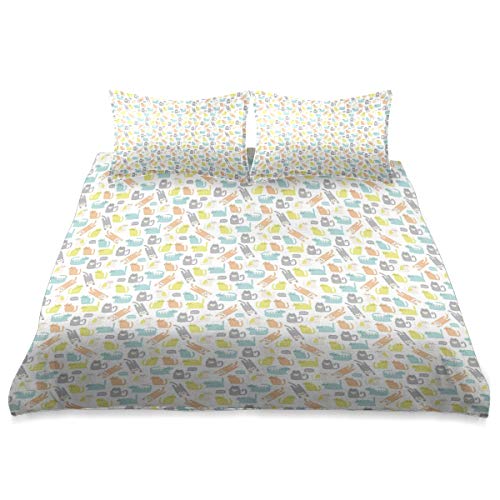 NOLYXICI Ropa de Cama - Juego de Funda nórdica，Bebé Gatito Amor Ga
