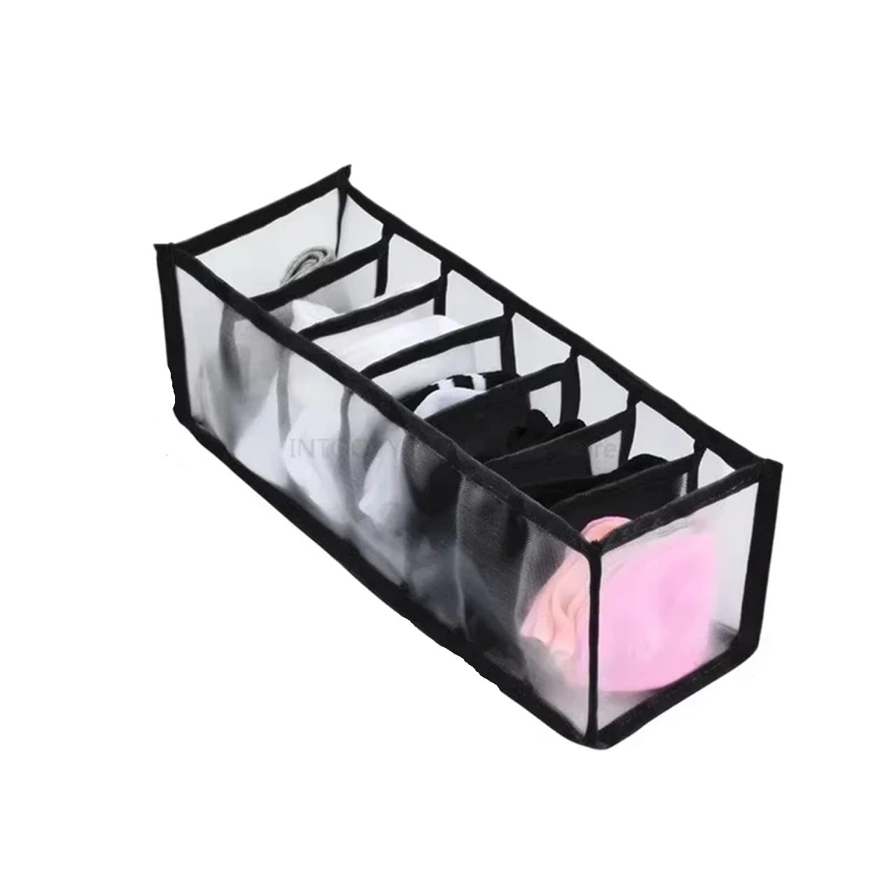BAYNOPURIN Sock Storage Box Underwear Drawer Organizer Storage Box Foldable Closet Socks Bra Underpants Divider Organizers Easy To Wash(Black 7 cells)