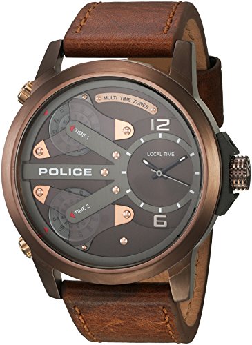 Police King Cobra Orologio Uomo R1451248004 – Cassa Acciaio, Quadrante Grigio, Cinturino In Pelle, 50mm