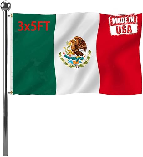 Jayus Banderas de México, 3 x 5 para exteriores, doble cara, resistente, bandera nacional MX mexicana con 2 ojales