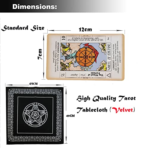 Tarot Cards Deck with Meanings On Them,Tarot Cards Deck for Beginners Tarot Deck with Guidebook and Tarot Flannel Tablecloth,Divination Tool - Image 4
