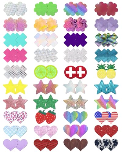 Image of CICKEE Pasties Rave Pack 27 Pairs Multicolor Nipple Covers Pasties Glitter Pasty