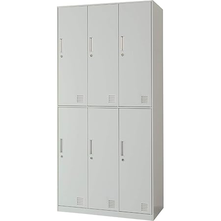 Amazon Hlk T06ns 定番 スチールロッカー 収納 完成品 6人用ロッカー シリンダー錠 オフィス家具市場オリジナル 日本製 W900 D515 H1790ホワイトグレー 時間指定不可 平日配送のみ 文房具 オフィス用品 文房具 オフィス用品