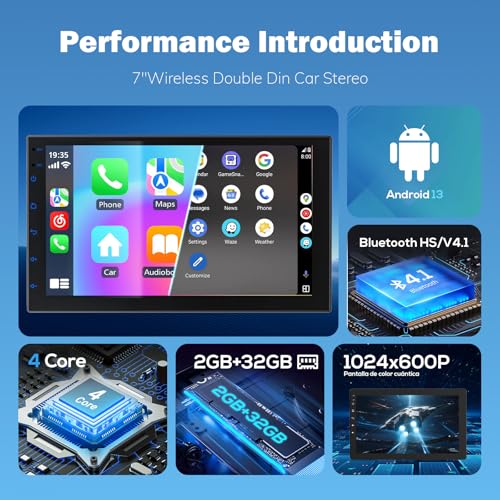 Image of Haudio Double Din Car Radio with Wireless CarPlay & Android Auto, 7 inch HD Touchscreen Car Stereo with Mirror Link, Backup Camera, GPS Navigation, Bluetooth, Voice Control (2+32G, No Backup Camera)