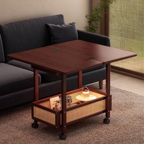 Schmaler Beistelltisch, Couchtisch Mit Gewebter Kunststoffumrandung...