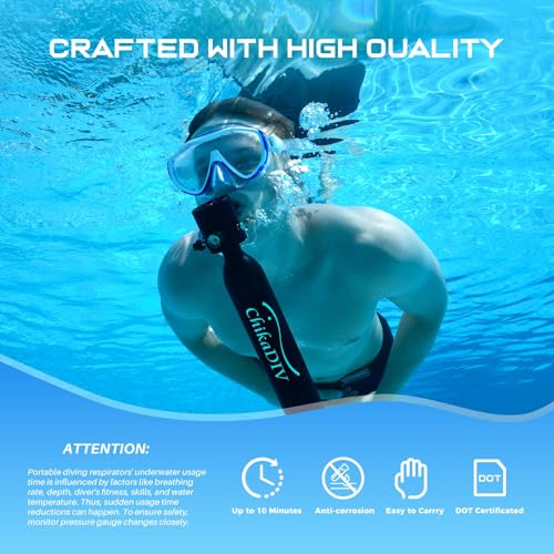 Mini Scuba Tank Refillable Oxygen Cylinder with 0.5 L Capacity Scuba Tank with 5-10 Minutes Underwater Diving Gear for Diver Portable Diving and Snorkeling Equipment C300+ B3 Green