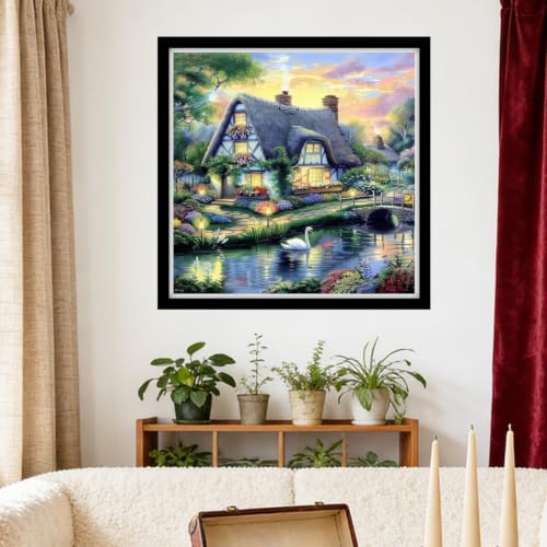 Image of Foxhool Stamped Cross Stitch Kits,11CT Printed Cross Stitch Pattern Full Embroidery Kits for Beginner Needlepoint Kits-Garden Scenery 18x18 inchs