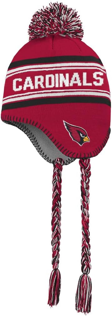 NFL Kids Youth 8-20 Team Color Primary Logo Jacquard Tassel Cold Weather Football Pom Beanie Knit Hat One Size - Image 2