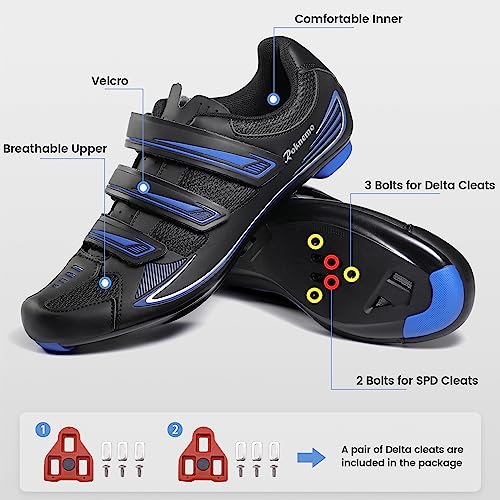 Image of Men's Cycling Shoes - 2 & 3 Bolt Look Delta Cleat Spin Bike Shoes - Compatible with SPD Clips - Perfect for Indoor & Outdoor Road Cycling