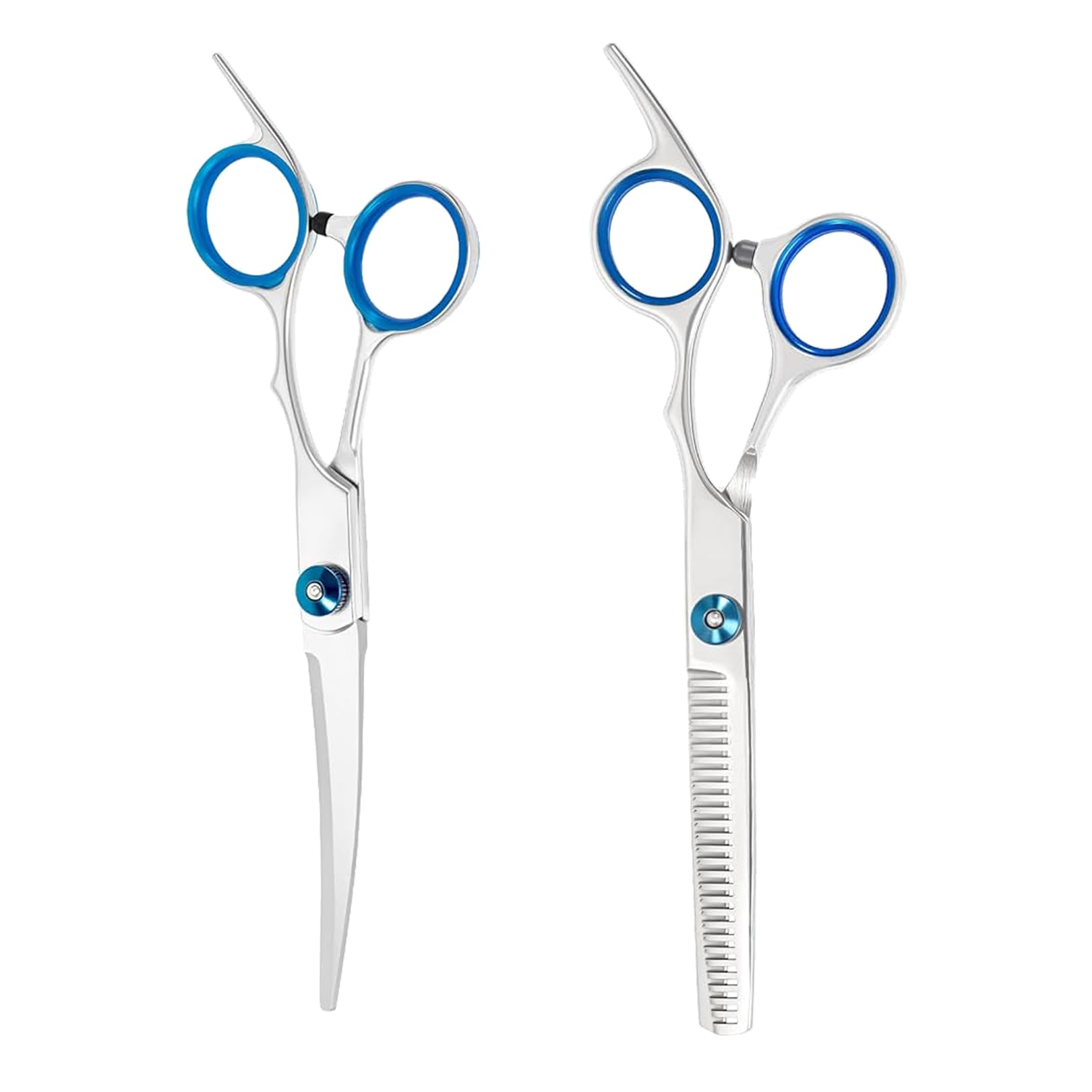 2 Pcs Pet Grooming Scissors, Dog Grooming Scissors, Thinning Scissors Dog Grooming, Pet Hair Trimmer, with a Blue Nut for Adjusting Tension, Suitable for Dogs, Cats and Other Animals (Blue)