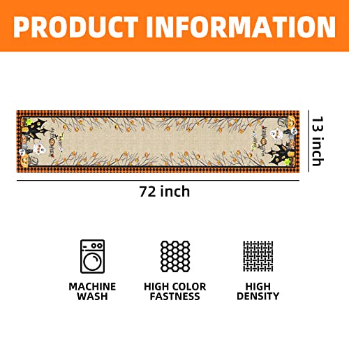 Happy Halloween Table Runner 72 Inches, Spooky Pumpkin Table Runner For Kitchen Dining Coffee Or Indoor And Outdoor Home Parties Decor #TOP6