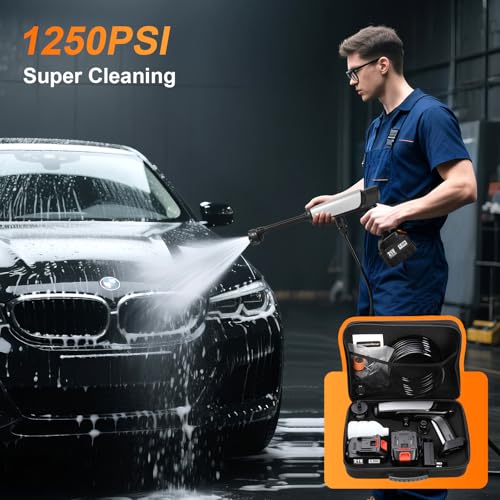 Image of Cordless Pressure Washer Battery Powered,Portable Power Washer with 2pcs 4.5Ah Battery&Charger & 6-in-1 Nozzle (one Size)