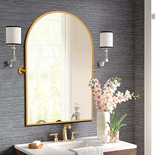 NeuType Bathroom Mirrors for Wall, Arched Wall Mirror Farmhouse Mirror Pivot Bathroom Mirror for Entryways Living Rooms Metal Frame, Brushed Gold 24"x 36" NeuType Bathroom Mirrors for Wall, Arched Wall Mirror Farmhouse Mirror Pivot Bathroom Mirror for Entryways Living Rooms Metal Frame, Brushed Gold 24"x 36"