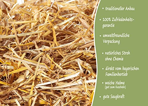 Heu-Tom ® 15kg frisches Gerstenstroh Strohballen direkt ab Hof Einstreu Futter Fuer Meerschweinchen Hasen Kaninchen Hamster Pferd