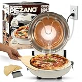 PIEZANO Crispy Crust Pizza Oven by Granitestone – 12 Inch Electric Pizza Oven Indoor Countertop Maker with Ceramic Stone Heats up to 800˚F for Delicious Stone Baked Pizzeria Style Pizza at Home