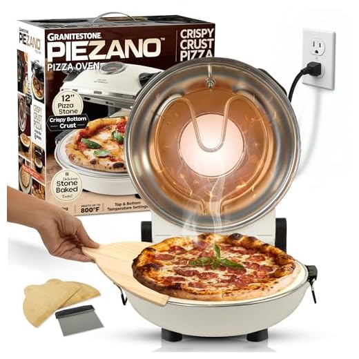 PIEZANO Crispy Crust Pizza Oven by Granitestone – 12 Inch Electric Pizza Oven Indoor Countertop Maker with Ceramic Stone Heats up to 800˚F for Delicious Stone Baked Pizzeria Style Pizza at Home