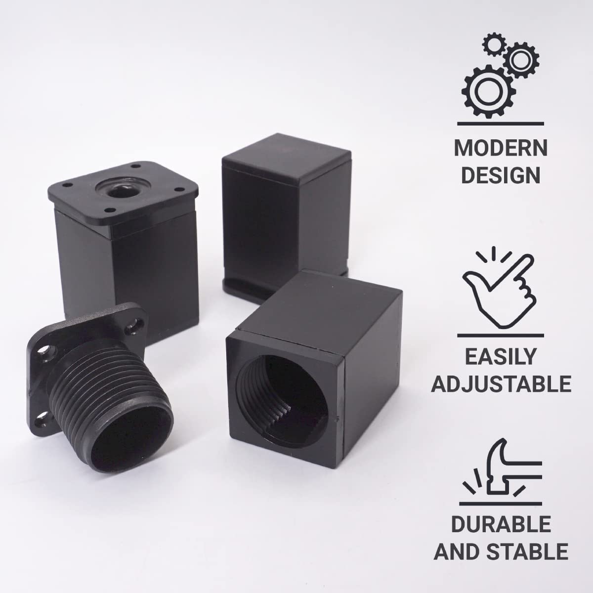 Lot De 4 Pieds De Meubles Réglables En Hauteur Pour Meubles En Métal Et Aluminium 45 X 45 Mm