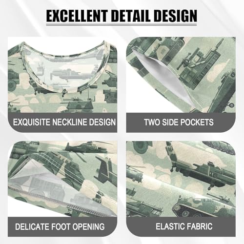 Vdsrup Army Vehicles Summer Pajamas Set Short Cotton Sleepwear 2 Piece Unisex 5Y3