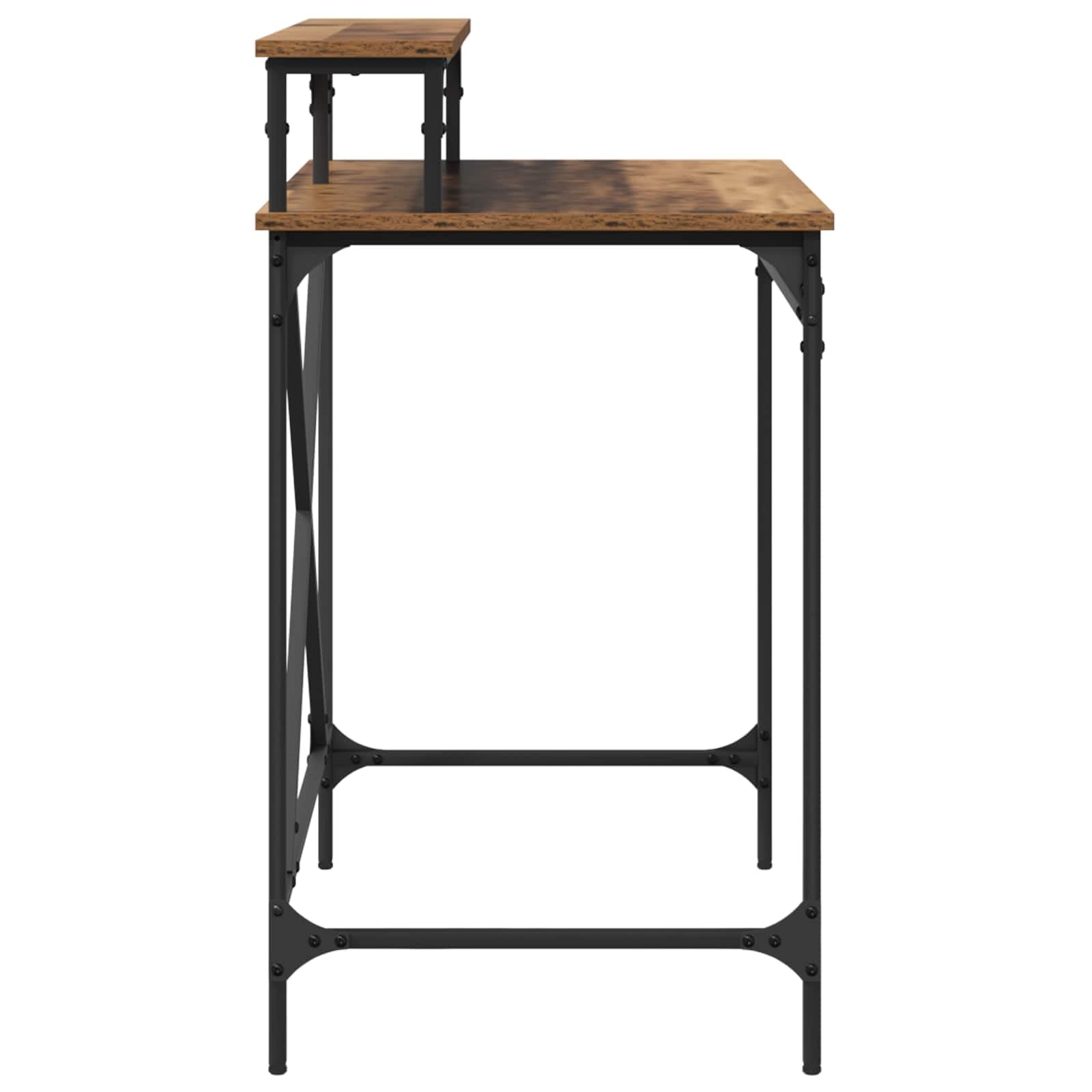 Scrivania Ufficio Stile Industriale con Ripiani 80x50x90 cm | Tavolo da lavoro compatto con scaffali integrati, ideale per ottimizzare lo spazio nello studio o in ufficio.