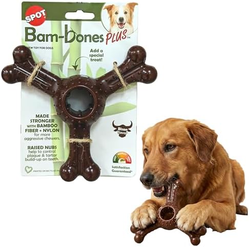 SPOT Bam-Bones Plus Triple Chew - Bamboo Fiber & Nylon, Durable L...
