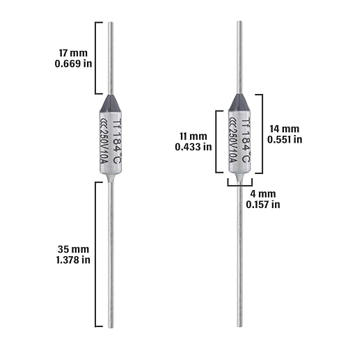Vista 13 de Fusible térmico de 10 Uds. 170.6 °F 10A 250V AEC77E Fusibles de temperatura 10Amp 250Volt 170.6 °F Fusible