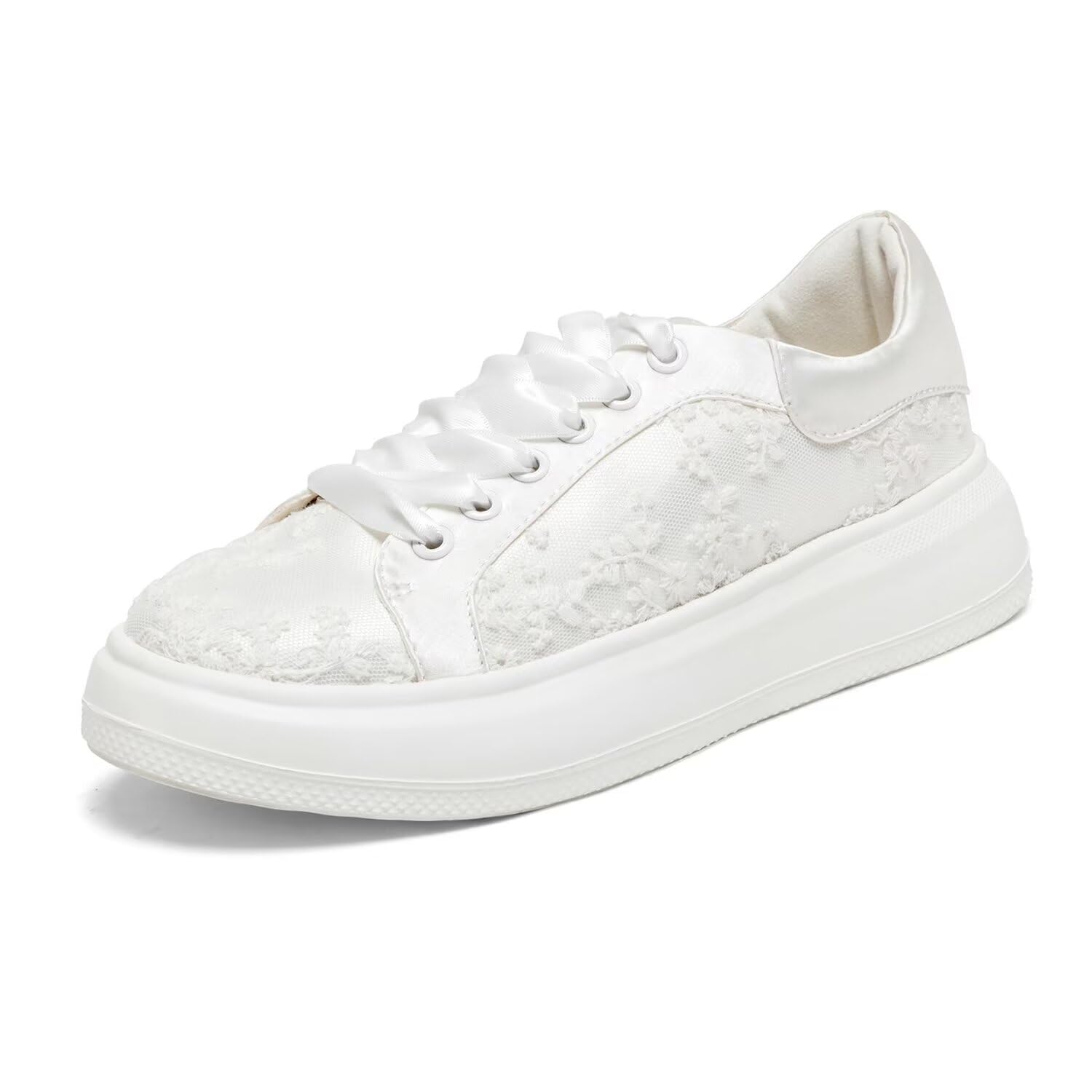 115-22 Women's Wedding Sneakers Flats Tennis Shoes Flower Lace Sneakers