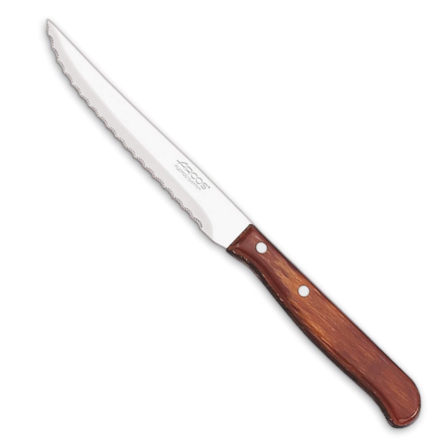 Arcos Cuchillo Chuletero de 4 Pulgadas con Hoja de 105mm en Acero Inoxidable y Mango de Madera. Cuchillo para Carne Apto para Lavavajillas. Serie Latina. Color Marrón