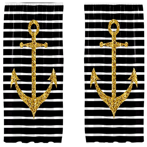 Cortinas de panel juego de 2 para eliminar reflejos molestos con diseño de rayas negras 2