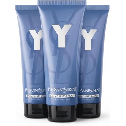 Yves Saint Laurent Y After Shave Balm for Men, Moisturizing Post-Shave Face Balm, Alcohol-Free, Fresh Citrus & Woods Scent, 1.6 oz / 50 ml Flip Top Tube UNBOXED (3 Pack)