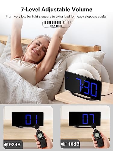 Image of Digital Alarm Clock for Bedroom Bedside, Large Big Numbers Display with Brightness Dimmer, Plug-In Electric Desk Clock with Battery Backup, USB Charging Port, Adjustable Volume, 12 /24Hr, Snooze