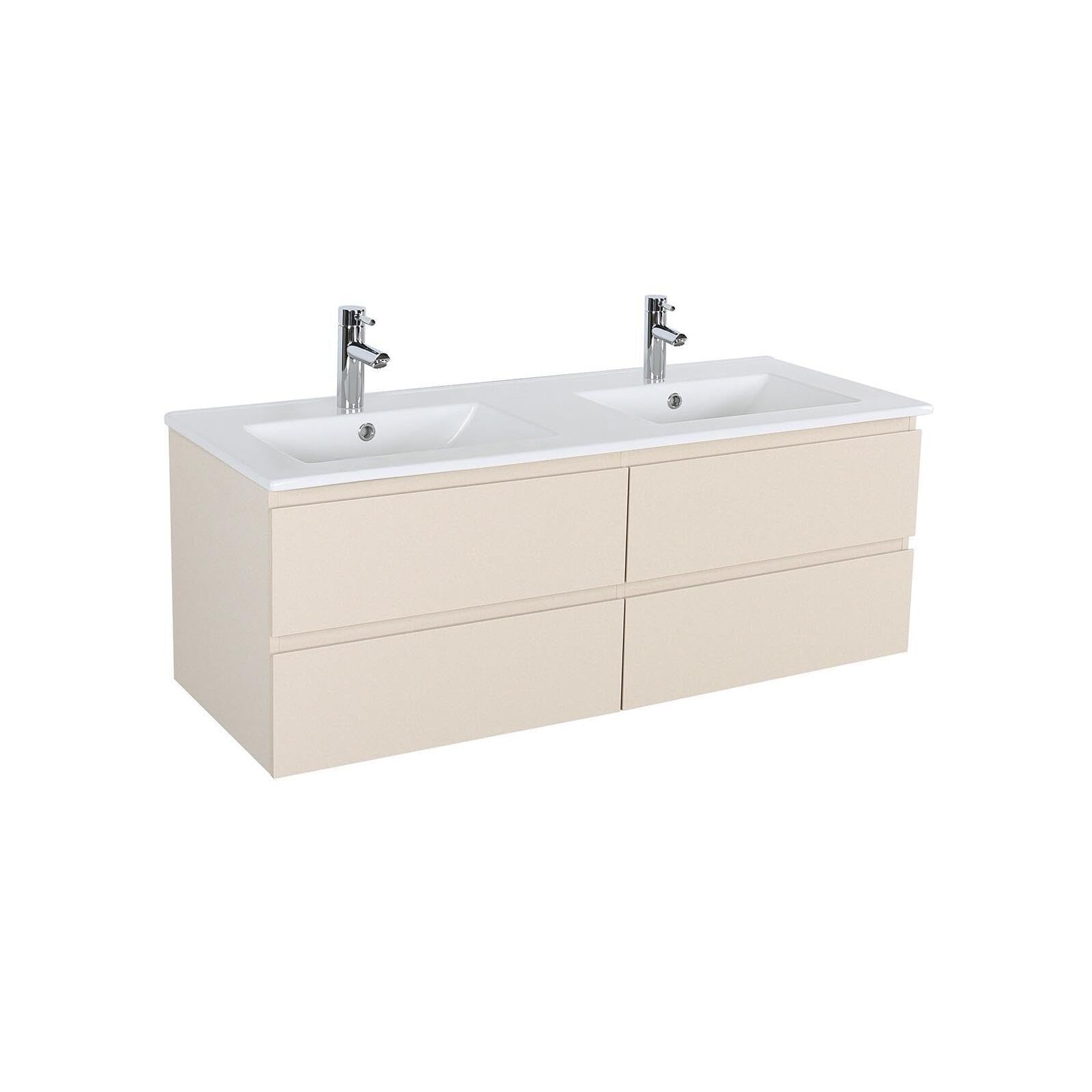 MOB-IN Sorrento - Mobile doppio lavabo sospeso con piano in ceramica, 120 cm