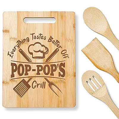KITCHENVOY Grandpa Cutting Board - Gifts for Grandpa on Fathers Day - Pop Gifts for Grandpa from Grandkids - Grandpa Kitchen Gift for Christmas, Anniversary