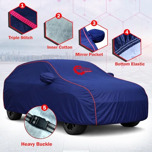 Image of 100% Waterproof Car Cover for BYD E6 | All-Weather, Dustproof & UV Protection | Heavy-Duty 3-Layer Fabric | Custom Fit with Mirror & Antenna Pocket | Navy Blue