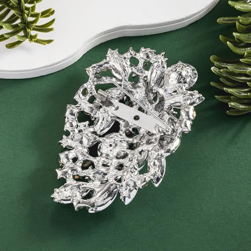 Image of SELOVO Rhinestone Statement Brooch Pin Flower Dress Accessory