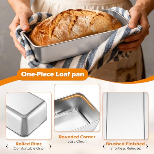 Homikit 3lb Loaf Tin, Stainless Steel Bread Tin Cake Baking Pan for Banana Bread, Toast, Meatloaf and Lasagna, Healthy & Non-Toxic, Easy Clean & Dishwasher Safe - Image 4