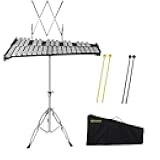ENNBOM 32 Note Black Glockenspiel with Music Sheet Clip Xylophone Instrument Set Equipped with Adjustiable Height Frame（32 Note, Black）
