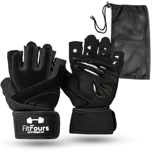 FitFours Guantes Gimnasio Hombre y Mujer con Agarre Antideslizante | Guantes Gym Hombre con Diseño Ergonómico y Duradero Sesiones de Musculación y Fitness (Medium)