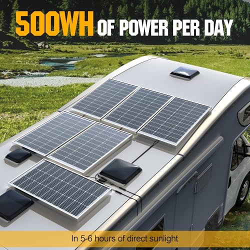 Image of SOLPERK 100 Watt Solar Panel 12 Volt, 100W Solar Panel High-Efficiency Monocrystalline Solar Panels for Home, RV, Camping, Marine, Rooftop, Off-Grid Applications