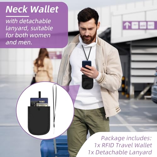 Image of Blocking Travel Bra Undercover Wallet, Hidden Bra Pouch with Adjustable Elastic Strap Proof Under Clothes Secret Pouch for Passport Credit Cards Money Valuables Black