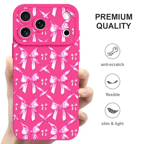 Image of ZIYE for iPhone 17 Pro Case Hot Pink Bows Pattern Phone Case