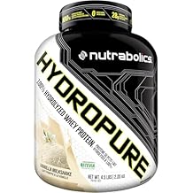 Nutrabolics Hydropure Whey Protein Powder | 100% Hydrolyzed Whey Protein | 28g Protein, Fast Absorbing Protein, Low Fat, Low Carbs | 57 Servings, 4.5LB Vanilla Milkshake